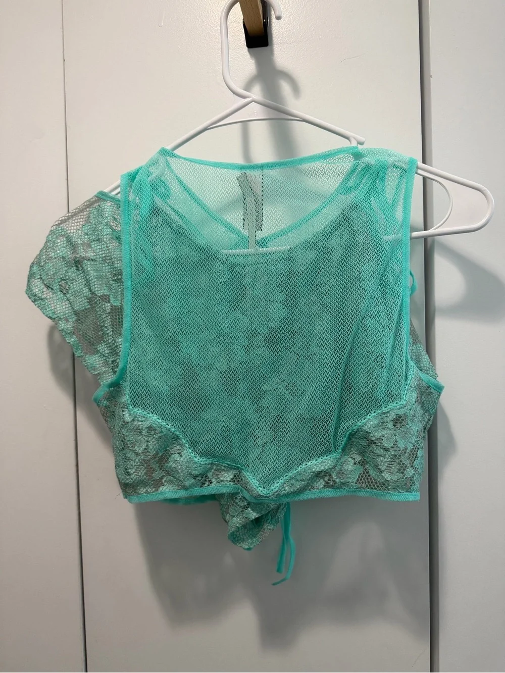 NWT Victoria’s Secret Sheer Lace Crop Bralette & Short Set - Mint Green